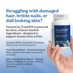 NatureCity True-HNS skin moisture and elasticity benefits visualized.