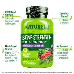Naturelo calcium magnesium zinc vegetarian capsules on a white background