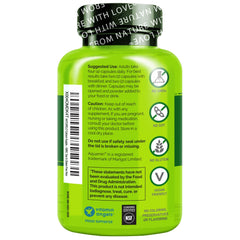 Naturelo gluten-free, soy-free, non-GMO capsules arranged neatly
