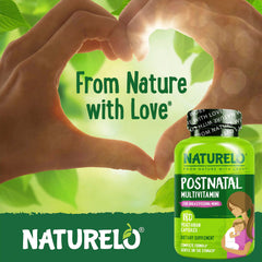 Bottle of Naturelo Postnatal Multivitamin on kitchen counter during daily routine