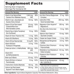Naturelo Prenatal chelated iron detail on label emphasizes stomach-friendly iron form.