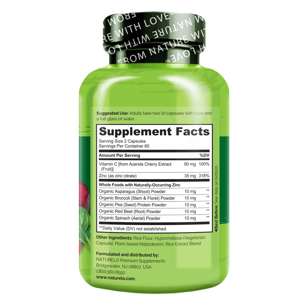Naturelo zinc complex visual for healthy skin, hair, and nails