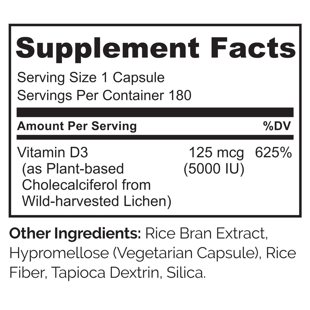 Box and bottle of Naturelo Vitamin D-5000 IU on a kitchen counter