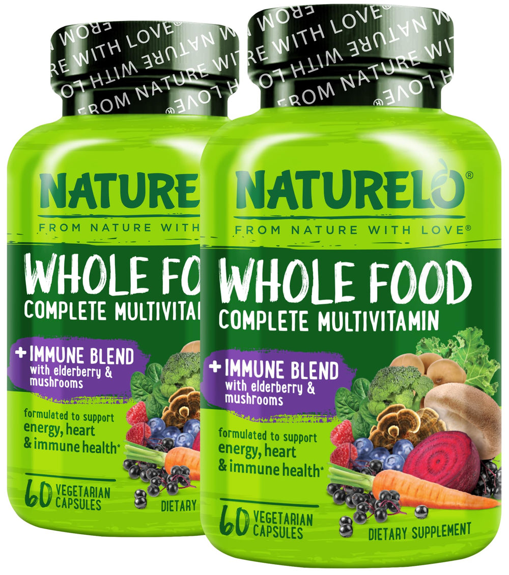 Naturelo Whole Food Multivitamin immune bottle front for daily immune support and wellness.
