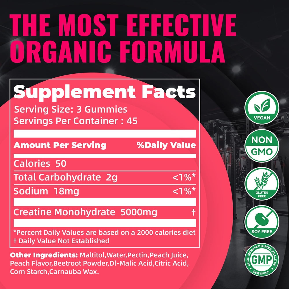 Natures Aid creatine gummy monohydrate ingredients label close-up
