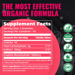 Natures Aid creatine gummy monohydrate ingredients label close-up