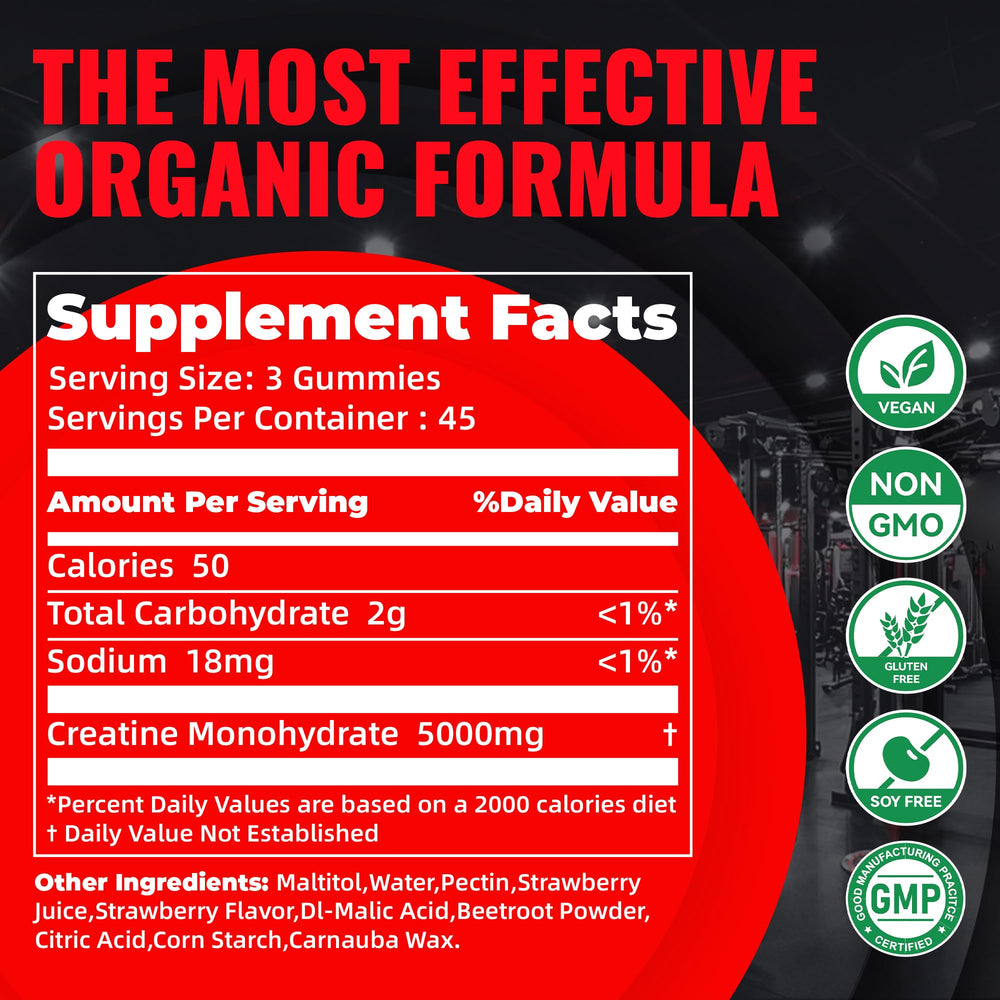 Natures Aid Creatine Gummy pour captures easy daily dosing on the go.