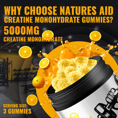 Natures Aid Creatine Gummy on display for convenient pre-workout routines