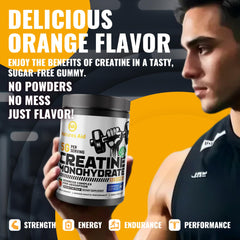 Natures Aid Creatine Monohydrate Gummies after-workout scene signaling recovery support.
