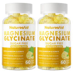 Natures Aid Magnesium Glycinate Gummies bottle front view with pineapple flavor for daily calm