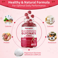 Natures Aid Magnesium Glycinate Gummies bottle back with ingredients and dosing