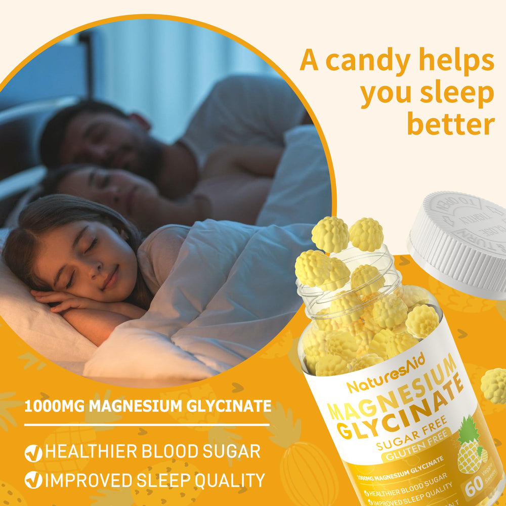 CoQ10 and pineapple flavor highlighted in Natures Aid magnesium glycinate gummies