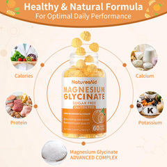 Natures Aid Magnesium Glycinate Gummies closeup texture highlights chewable convenience.