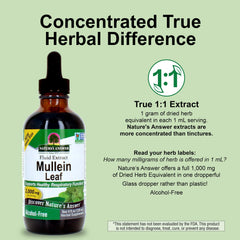 Alcohol-free formula badge on Nature's Answer mullein extract