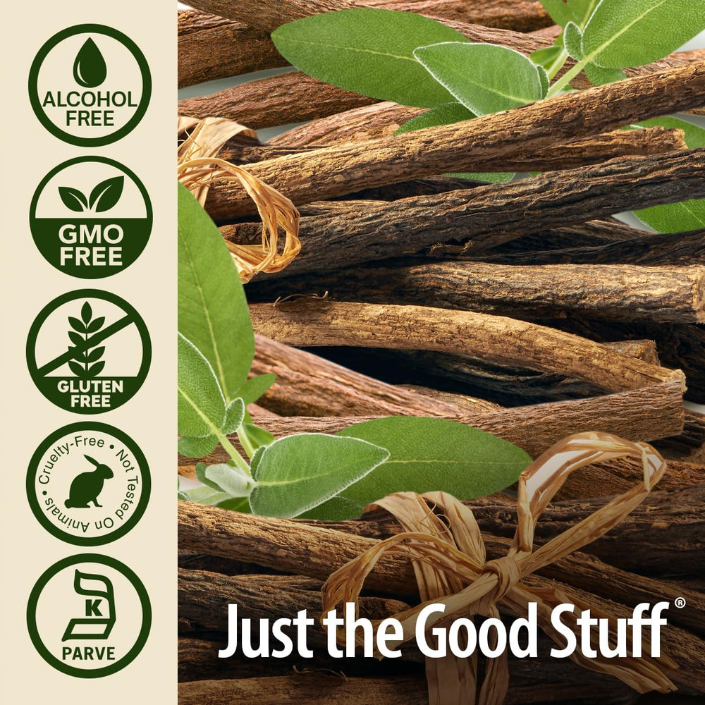 Nature's Answer Licorice Root ingredient list showing premium extracts and purity
