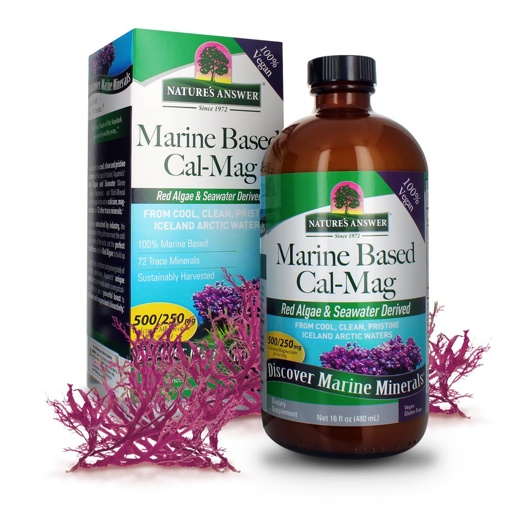 Nature's Answer Marine Calcium Magnesium bottle highlighting mineral-rich formula for daily wellness