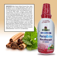 Pouring PerioBrite creates a cool cinnamint splash for the mouth.