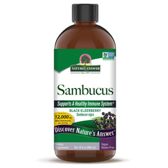 Nature's Answer Sambucus Elderberry Syrup bottle offers tasty daily immune support.