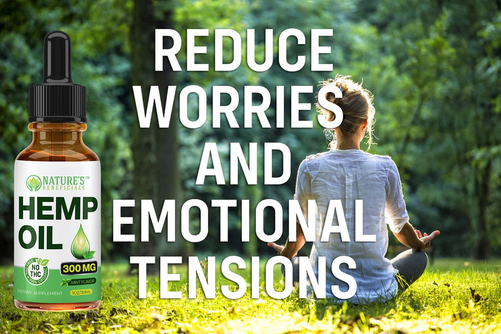 Nature's Beneficials hemp oil drops label highlights non-GMO status.