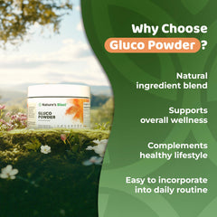 NATURES BLAST Gluco-Powder ingredients closeup with berberine and minerals.