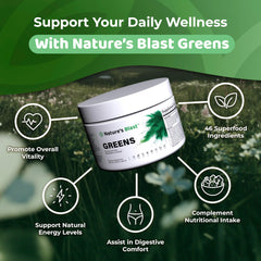 NATURES BLAST label back with ingredients and vegan notes