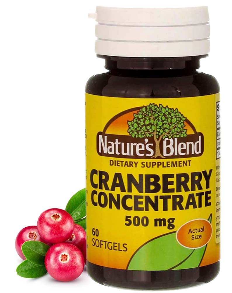 Nature's Blend cranberry soft gels easy swallow for convenient daily routine.
