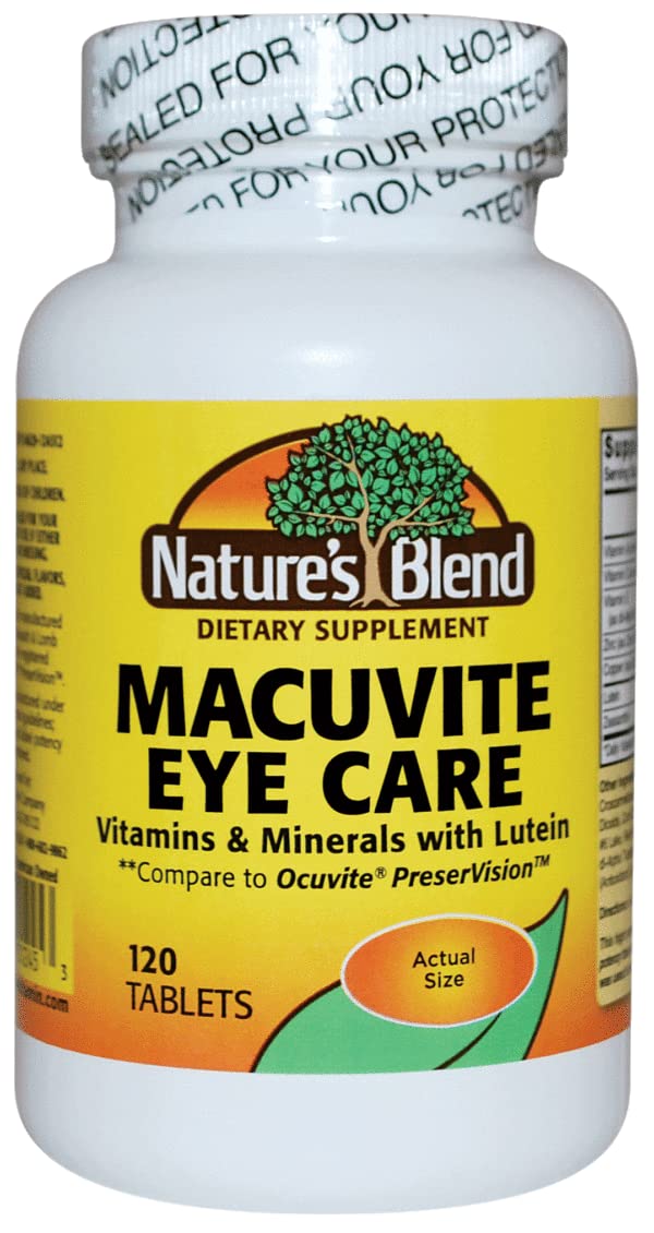 Nature's Blend Macuvite Eye Care pack of 2 bottles front view, convenient daily eye support.