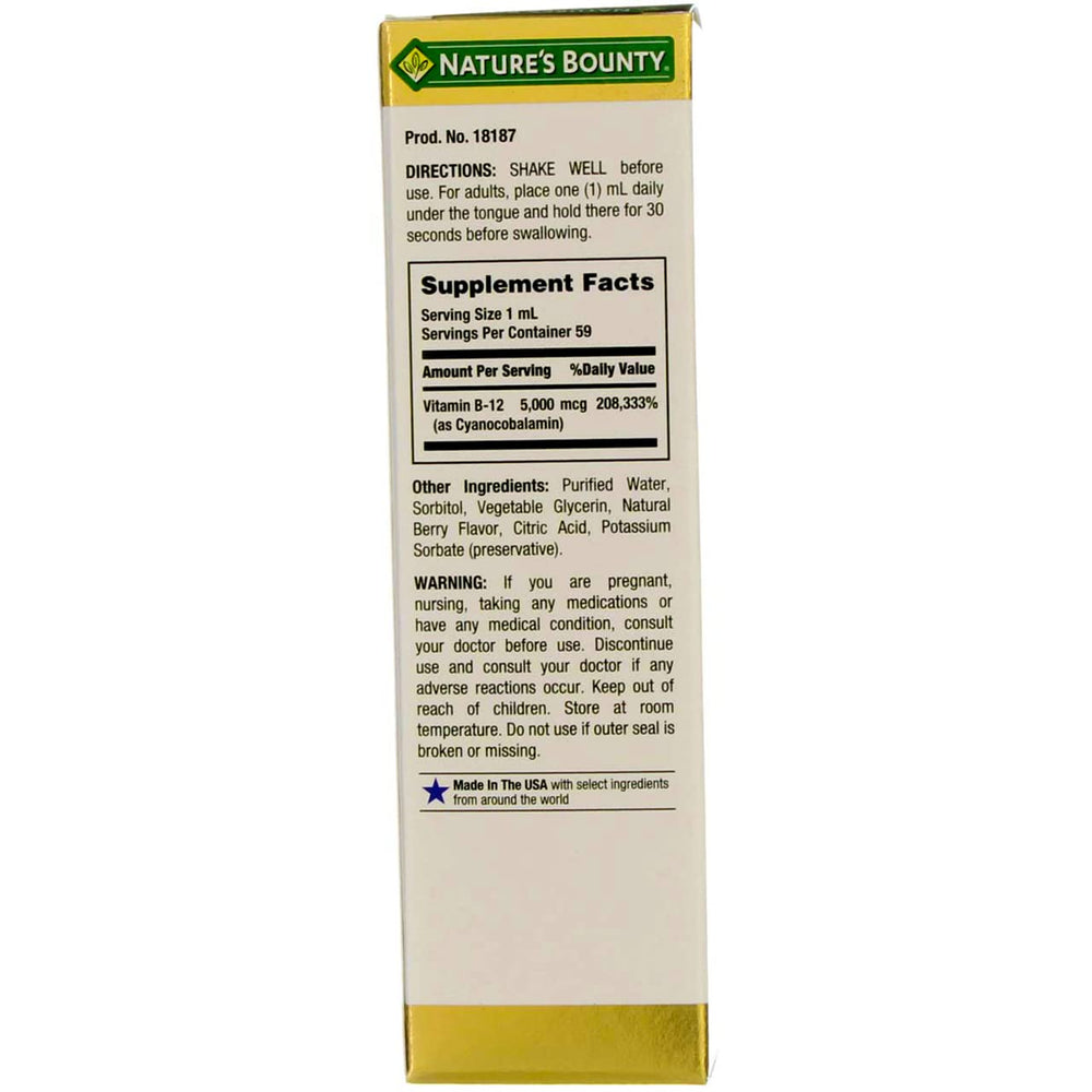 Nature's B-12 liquid under the tongue for quick absorption