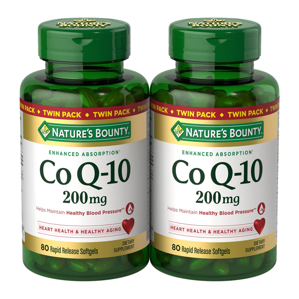 Nature’s Bounty CoQ10 200 mg softgels bottle supports heart health and cellular energy.