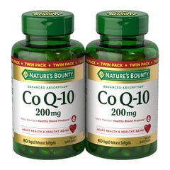 Nature’s Bounty CoQ10 200 mg softgels bottle supports heart health and cellular energy.