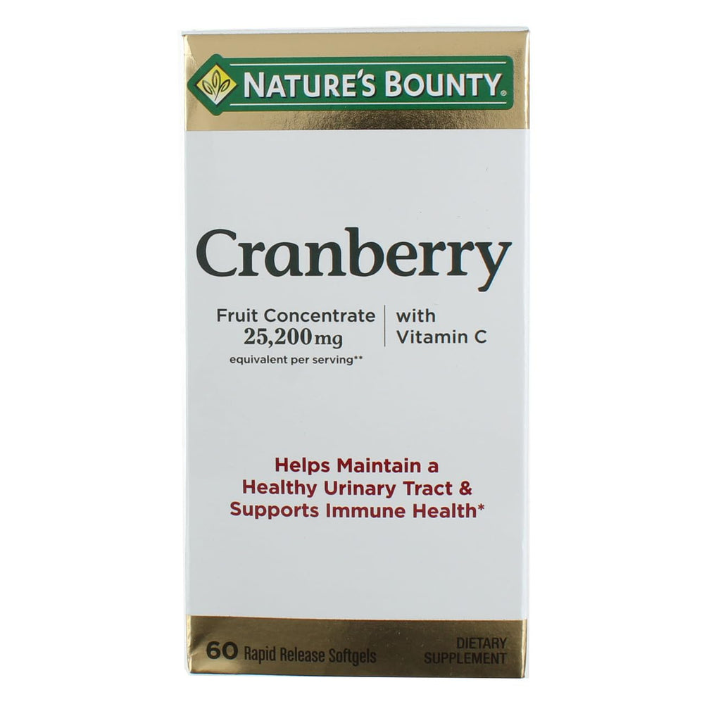 Nature's Bounty cranberry softgels bottle 60-count for daily urinary health support
