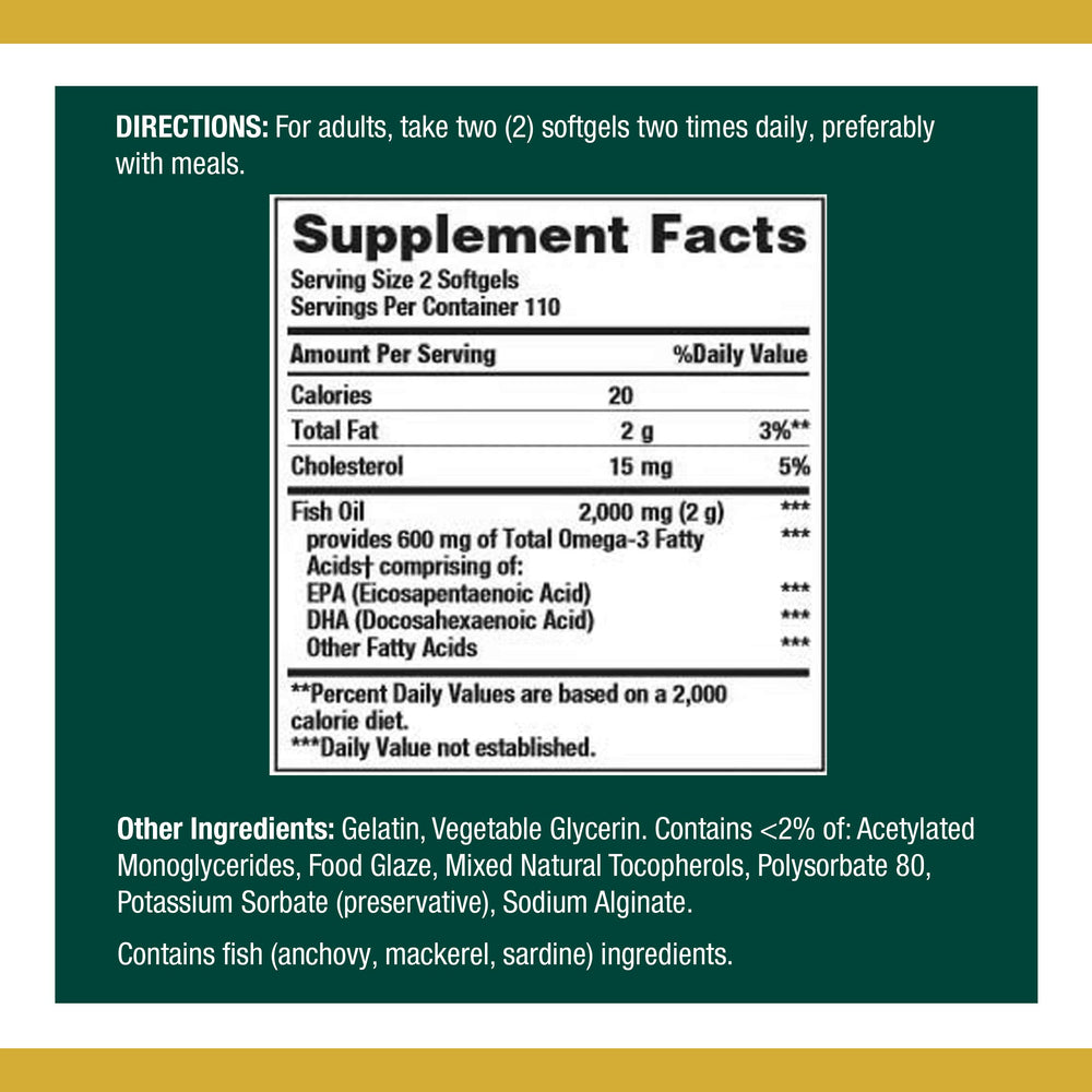 Nature's Bounty fish oil softgels – bottle front for easy daily use.