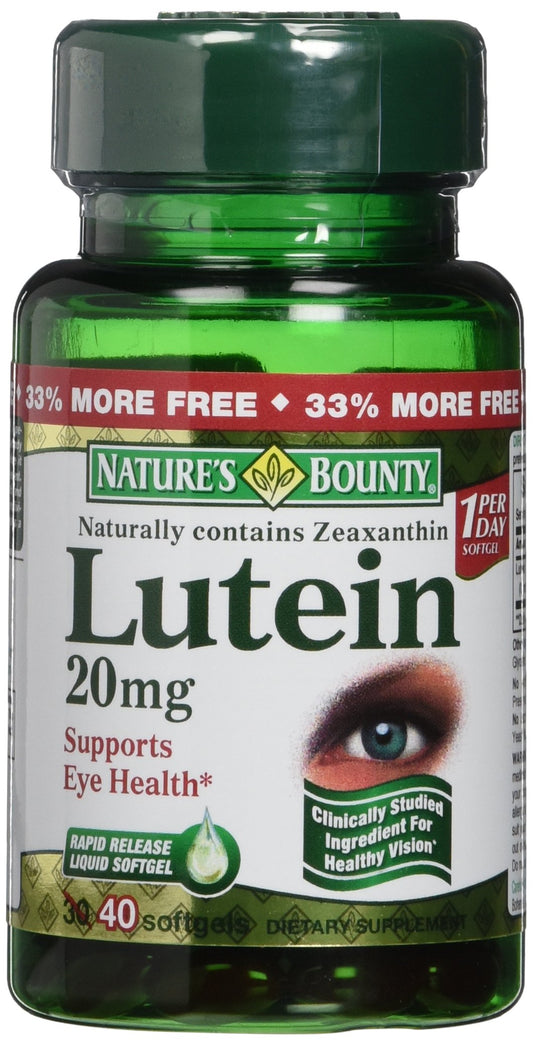 Nature's Bounty Lutein softgels bottle front supports eye health
