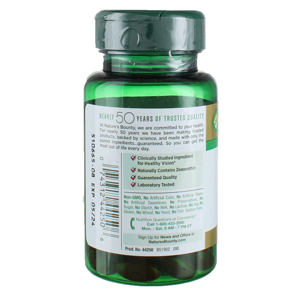 Nature's Bounty Lutein packaging box indicating a convenient four-pack option