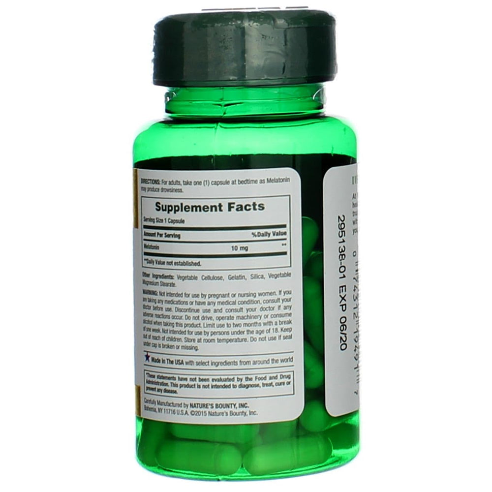 Nature's Bounty Melatonin vegetarian-friendly capsules for restful evenings