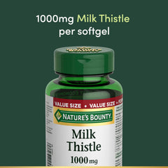 Nature's Bounty Milk Thistle softgel pour suggesting daily ritual