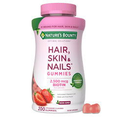 Nature's Bounty Optimal Solutions Hair Skin Nails pectin gummies bottle for convenient beauty support