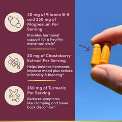 Nature’s Bounty PMS Relief capsules with chasteberry and curcumin for targeted PMS support