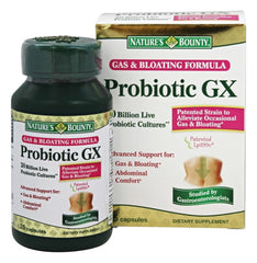 Nature's Bounty Probiotic GX capsules for daily digestive support.