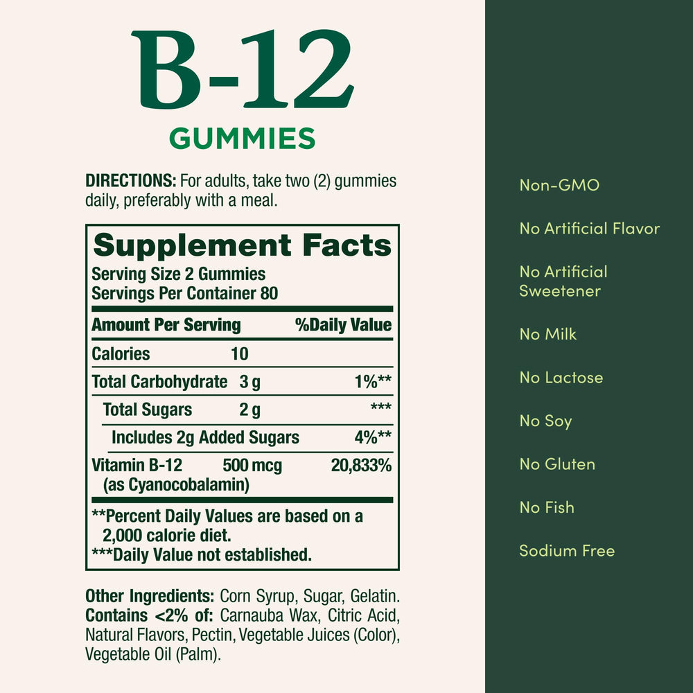 Nature's Bounty Vitamin B12 gummies 500mcg indicator, handy energy metabolism support