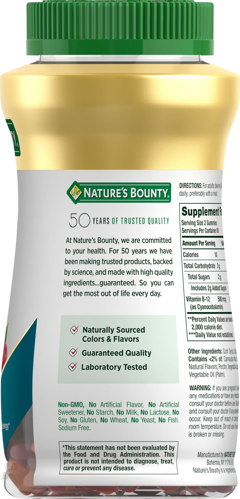 Nature's Bounty Vitamin B12 gummies in hand, easy to chew and enjoy