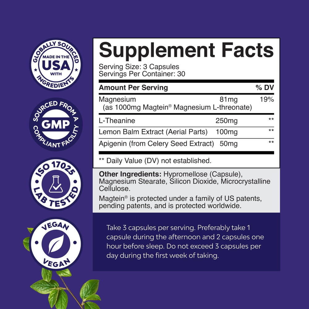 Natures Craft Apigenin L-Theanine formula image emphasizes relaxation and smoother sleep onset.