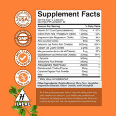 Natures Craft Bladderwrack image emphasizes kelp iodine component for thyroid health consideration.