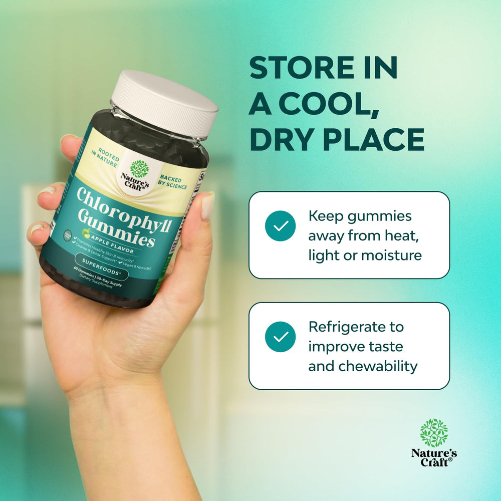 Natures Craft chlorophyll gummies promoting fresh breath and internal balance.