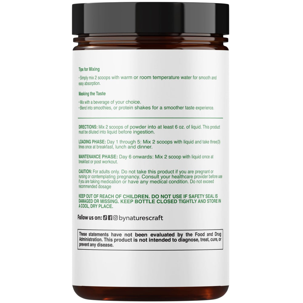 Natures Craft creatine micronized powder scoop ready for dosing