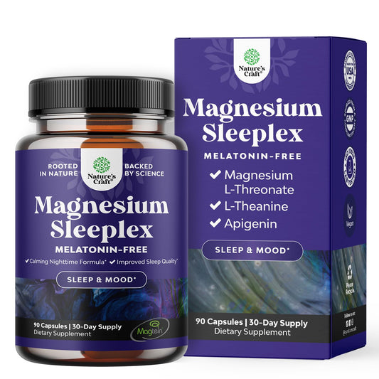 Natures Craft High Absorption Magnesium Sleep bottle shown, supports relaxation and restful nights.