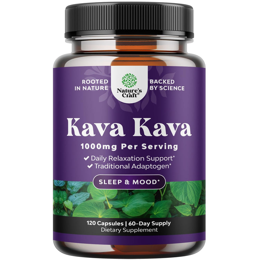 Natures Craft Kava Kava Root Extract capsules bottle for calm mood support.