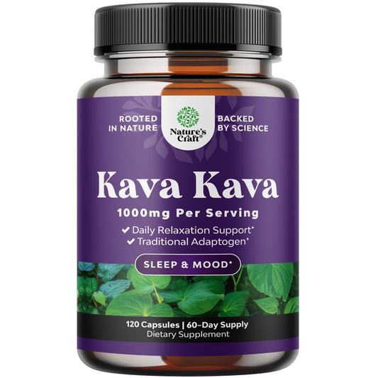 Natures Craft Kava Kava Root Extract capsules bottle for calm mood support.