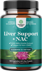 Natures Craft Liver Support NAC bottle close-up; promotes detox and antioxidant balance.
