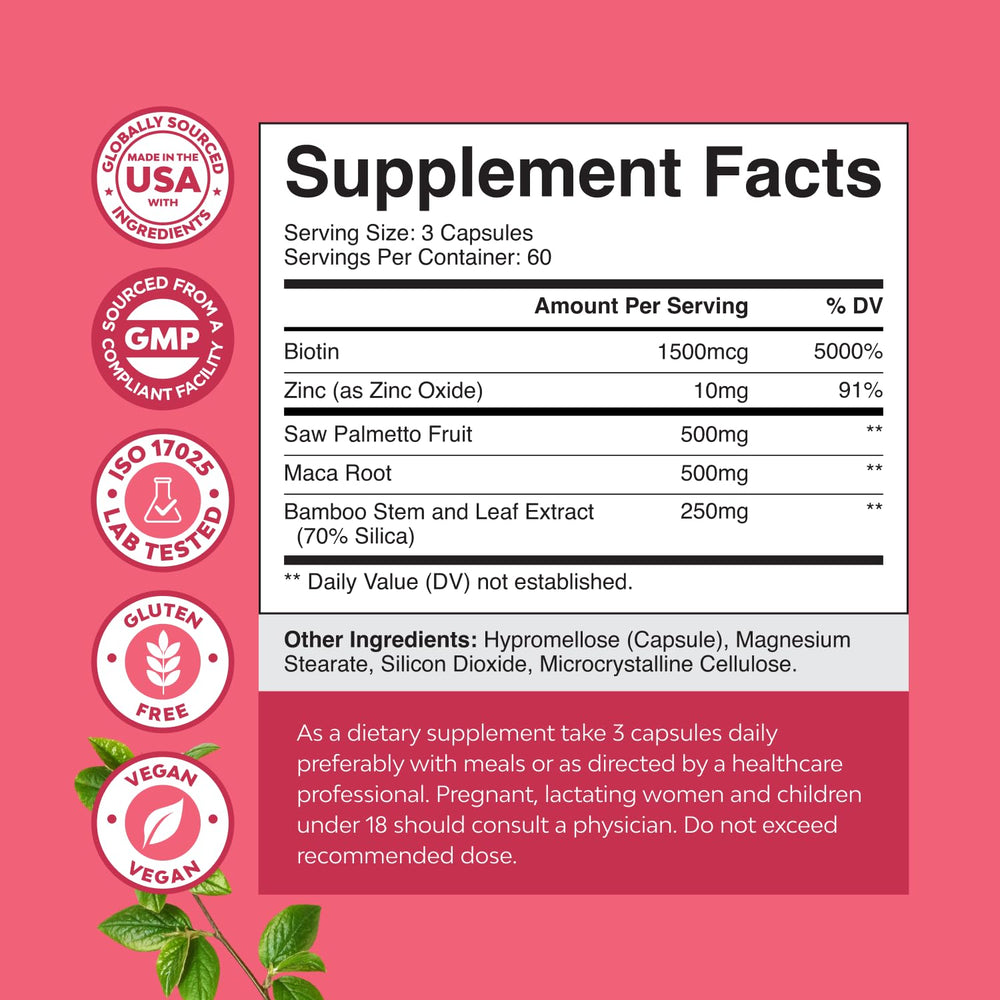 Natures Craft maca root capsules for energy and hair vitality